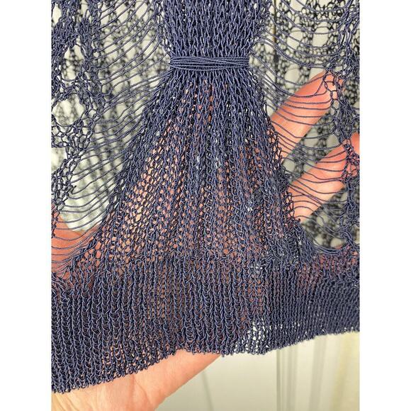 Anthropologie Little Yellow Bird S Blue Open Knit Pullover Sweater - Picture 2 of 6